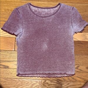 American Eagle Outfitters Lavender Ribbed Crop Tee